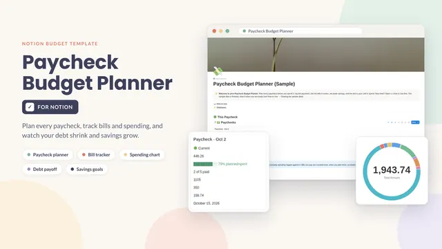 Paycheck Budget Planner for Notion cover