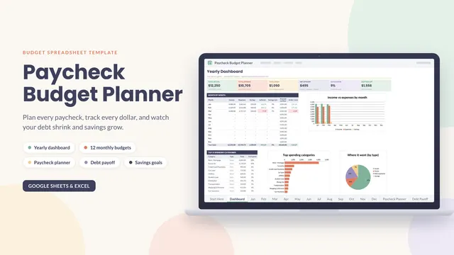 Paycheck Budget Planner (Sheets + Excel) cover